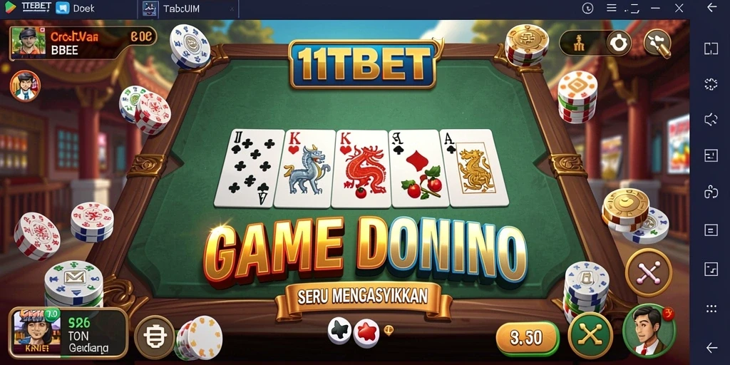 Tampilan gameplay seru dalam 11TBET dengan berbagai mode Domino.