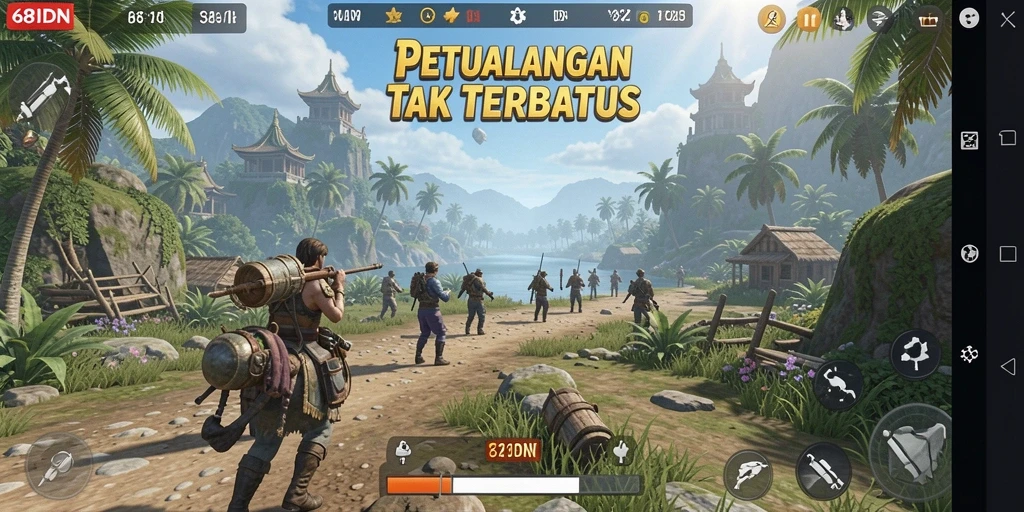 Screenshot gameplay menampilkan eksplorasi dunia terbuka yang luas.