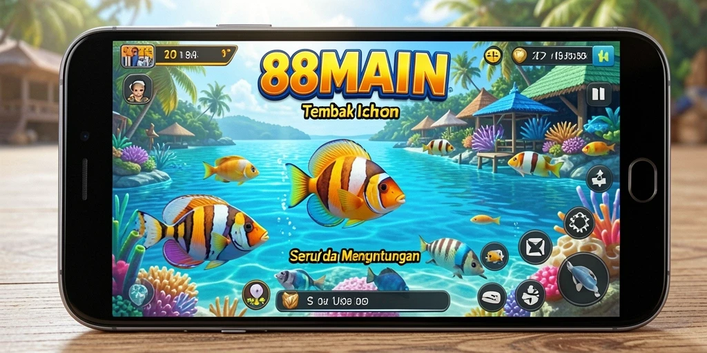 Tampilan gameplay seru dari 88MAIN yang menampilkan aksi Tembak Ikan.