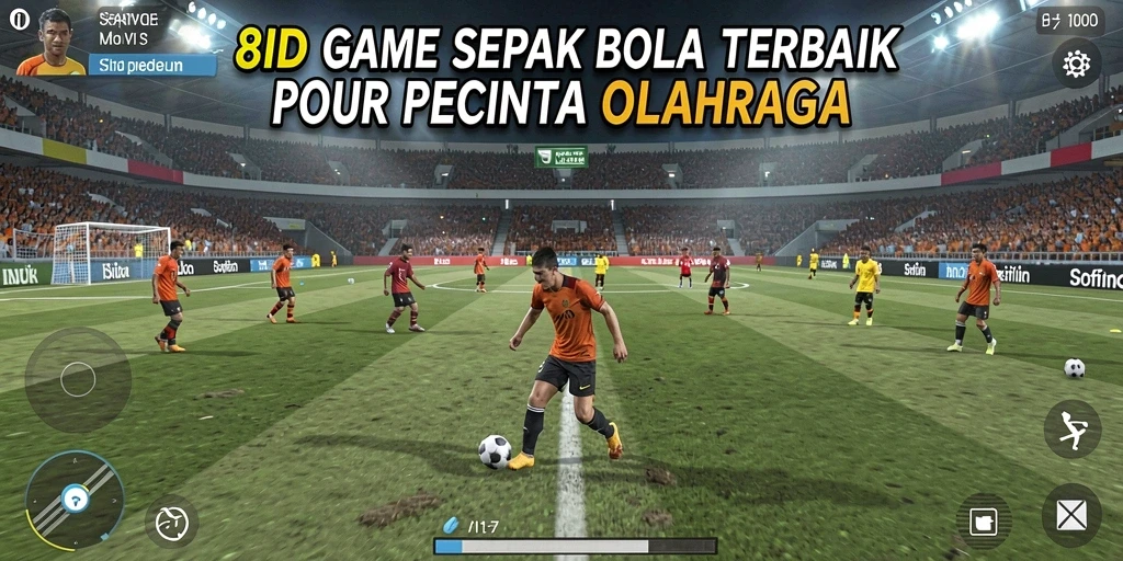 Screenshot menunjukkan aksi mendebarkan dalam permainan sepak bola.