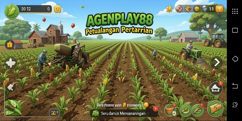 Tampilan permainan AGENPLAY88 saat mengelola lahan pertanian.