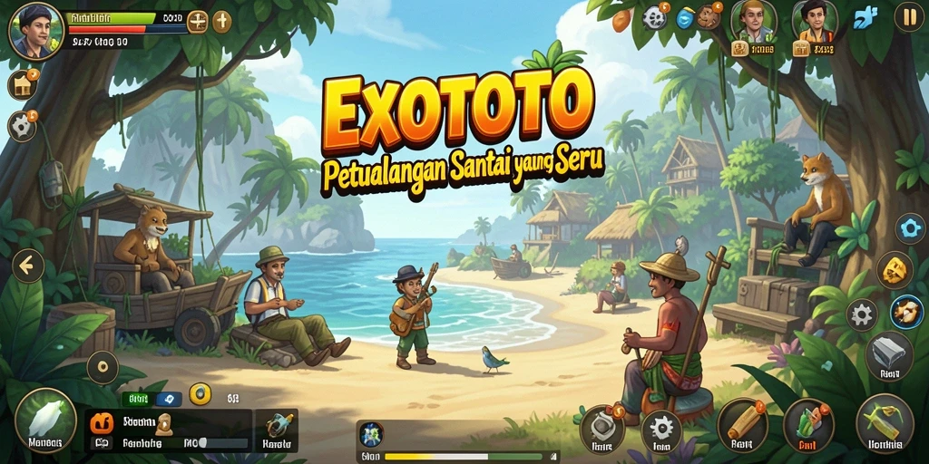 Tampilan gameplay menarik EXOTOTO dengan karakter unik dan tantangan seru.