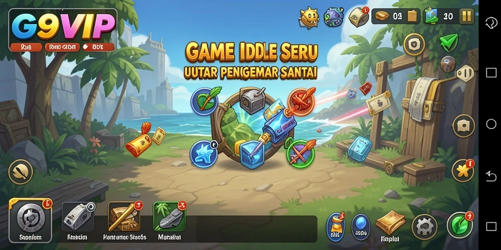 Tampilan gameplay G9VIP yang menarik dengan karakter dan sumber daya.
