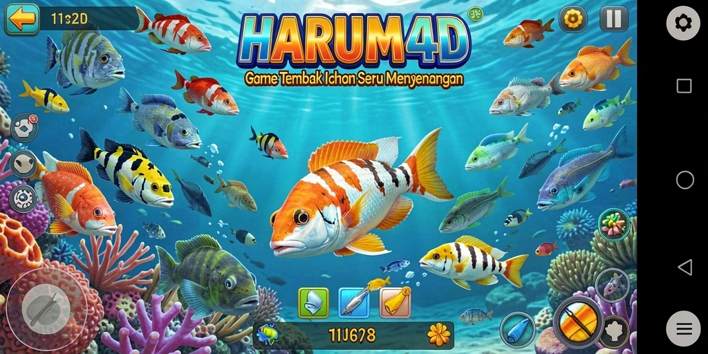 Tangkapan layar indah dari gameplay Tembak Ikan HARUM4D.