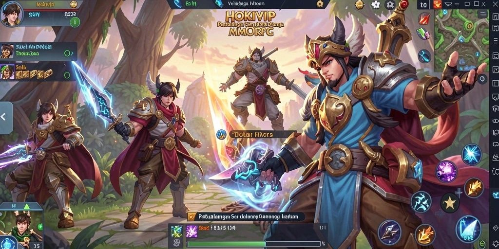 Screenshot HOKIVIP yang menunjukkan serunya pertempuran di dunia MMORPG.