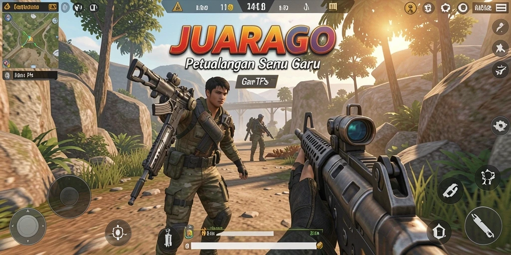 Tampilan menarik gameplay JUARAGO dalam aksi TPS.