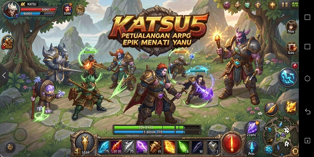 Screenshot KATSU5 menampilkan aksi pertarungan yang seru dalam dunia ARPG.
