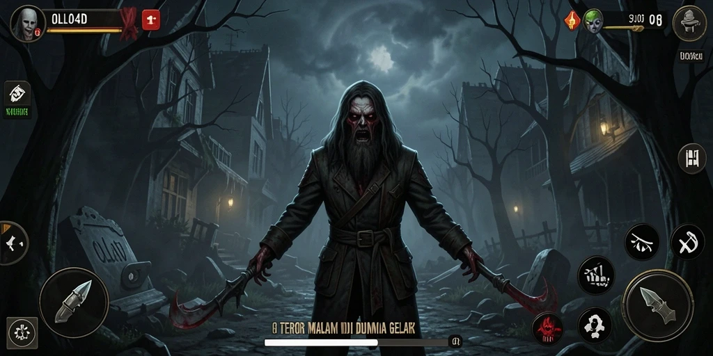 Screeshot gameplay OLLO4D menampilkan suasana mencekam dan karakter menjijikan.