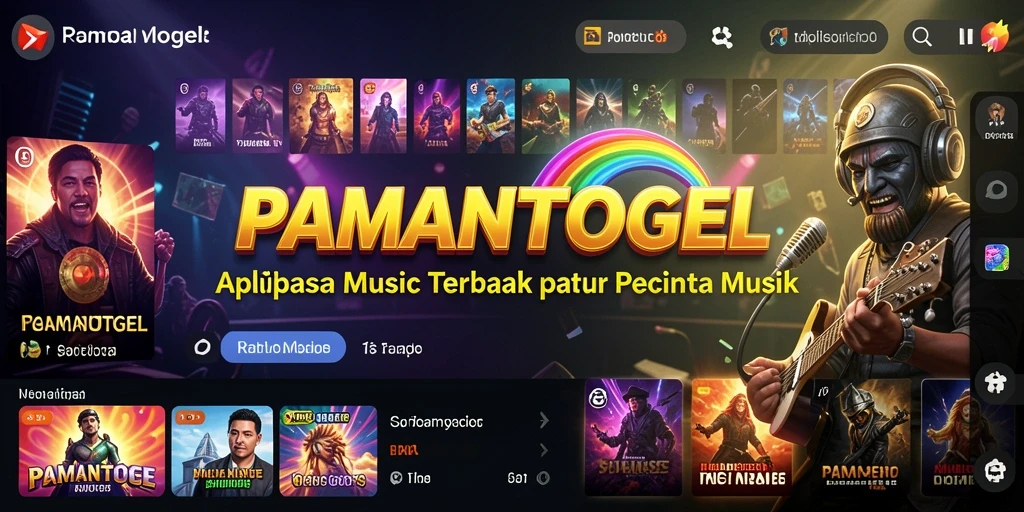 Tampilan gameplay PAMANTOGEL dengan berbagai fitur musik yang menarik.