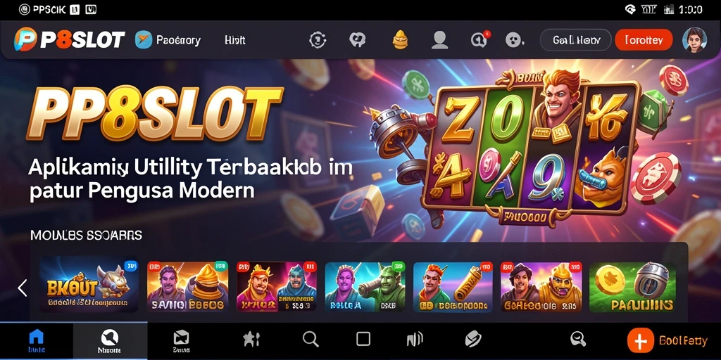 Screenshot dari antarmuka utama PP8SLOT menampilkan fitur Utility.