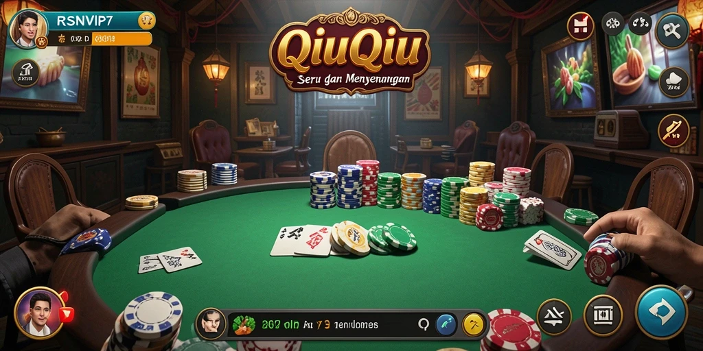 Screenshot utama RSNVIP7 menunjukkan keseruan gameplay QiuQiu.