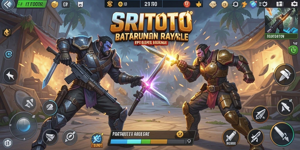 Tangkapan layar mempertunjukkan serunya gameplay SRITOTO saat pertarungan Battle Royale.