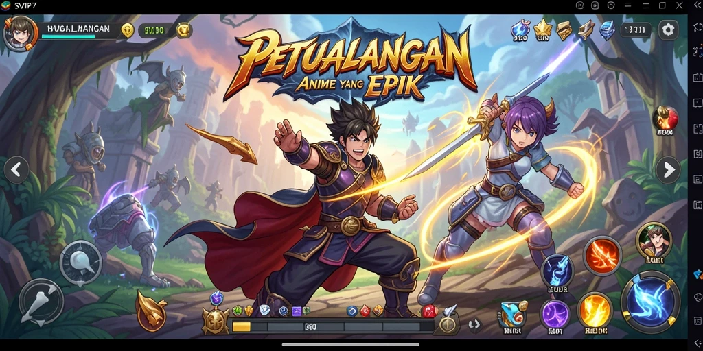 Tampilan gameplay SVIP7 dengan karakter anime yang dinamis dan menarik.